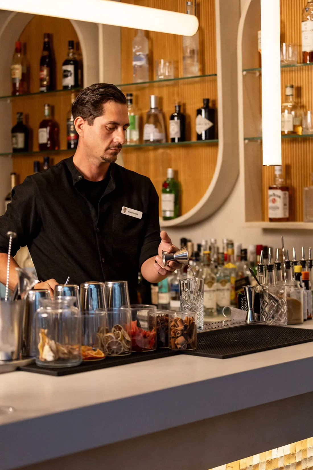 Cretan gastronomy, restaurant buffet dishes and cocktail lounge at Nefeli Hotel