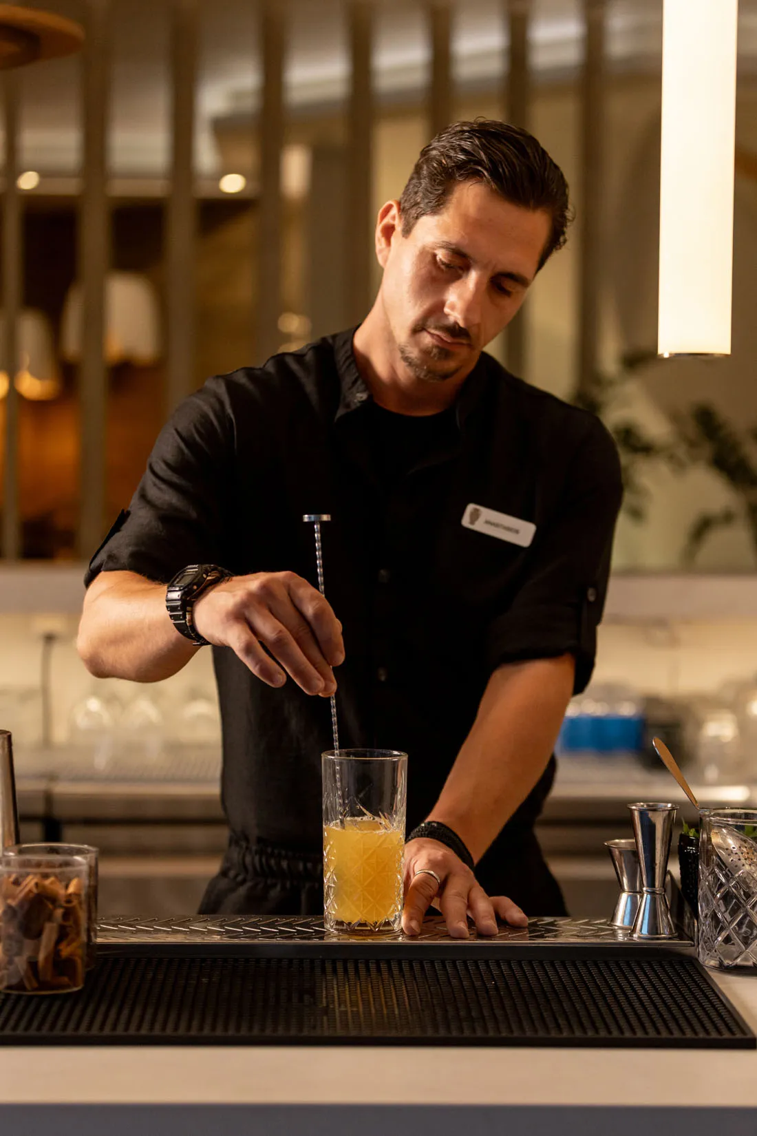 Cretan gastronomy, restaurant buffet dishes and cocktail lounge at Nefeli Hotel