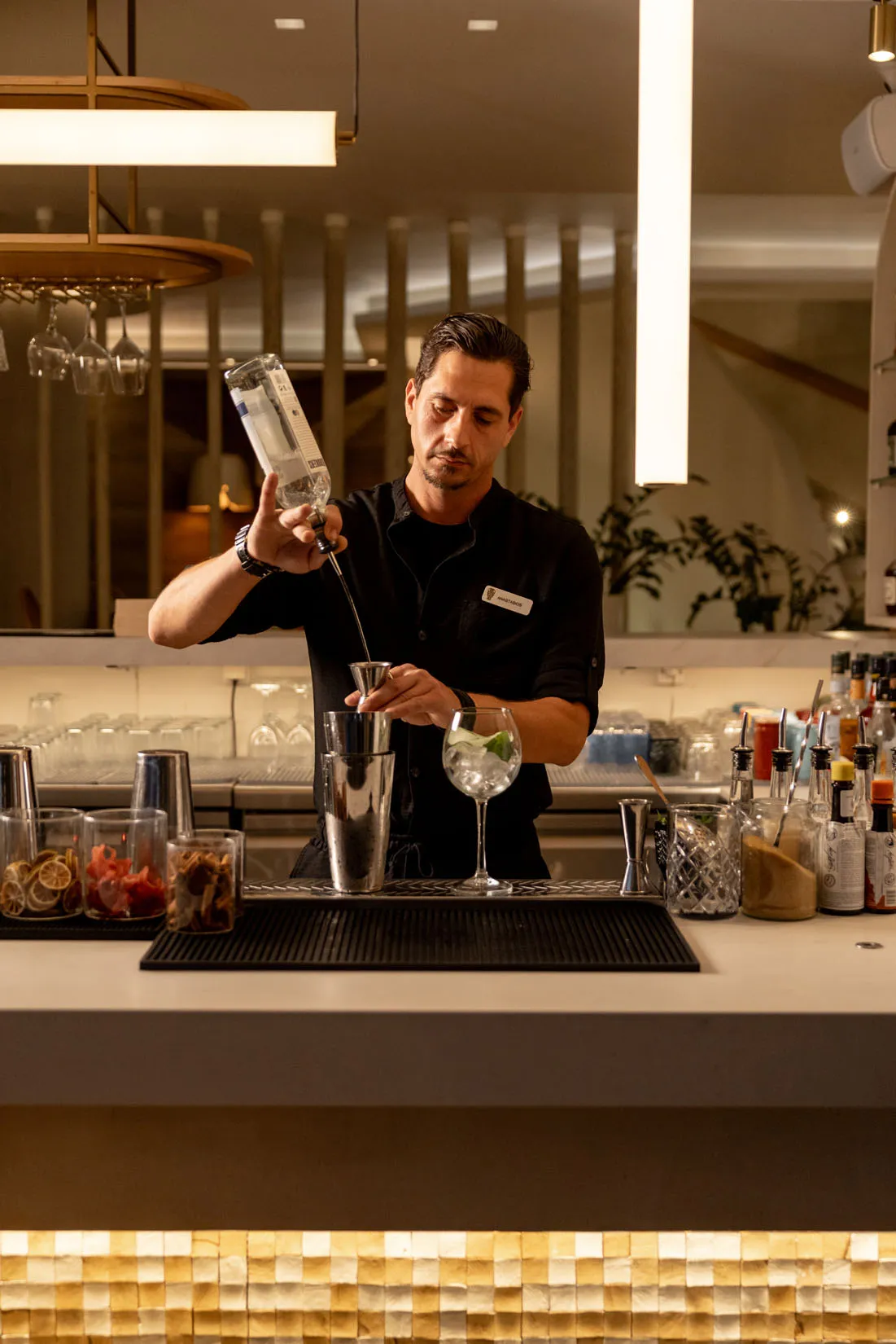 Cretan gastronomy, restaurant buffet dishes and cocktail lounge at Nefeli Hotel