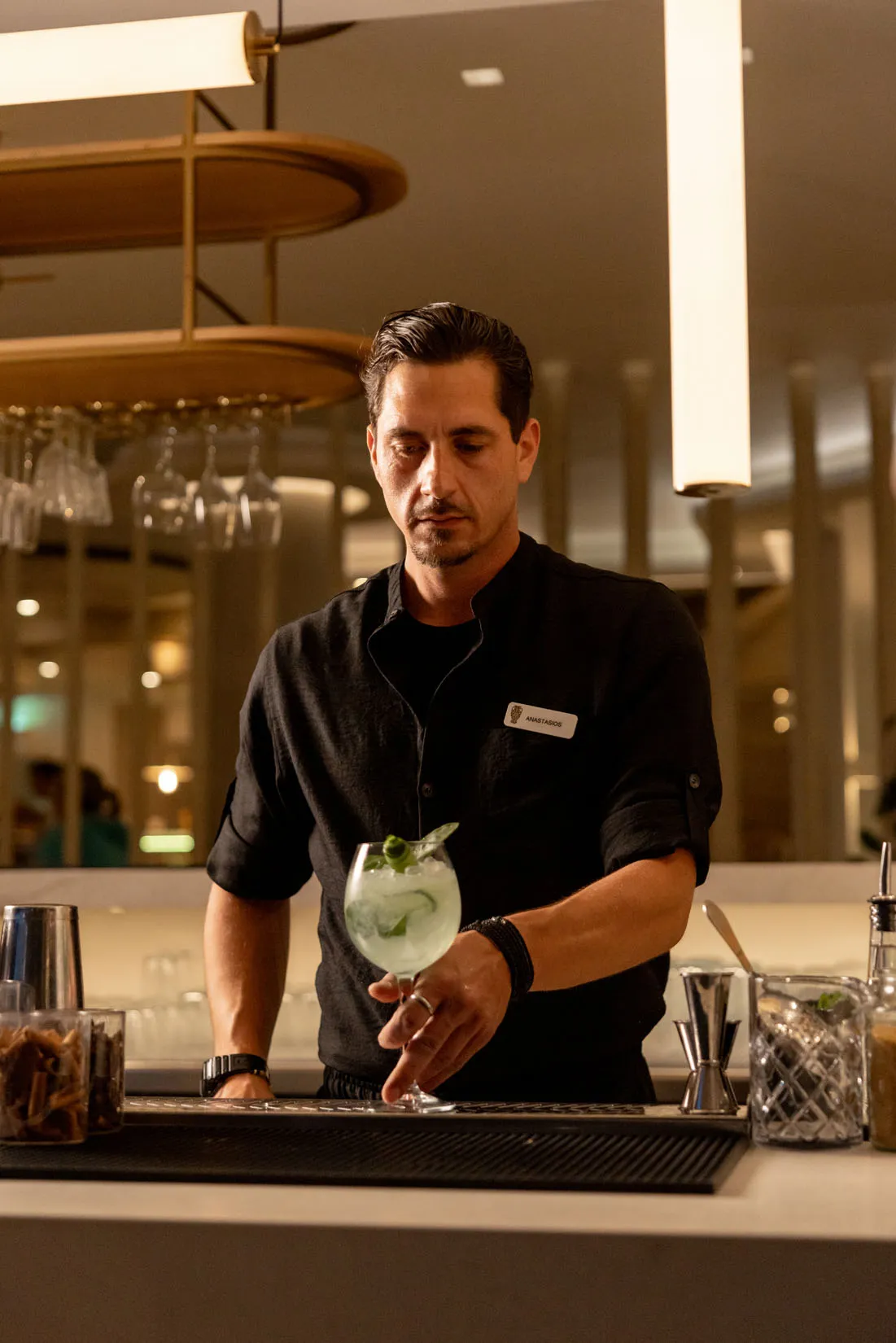 Cretan gastronomy, restaurant buffet dishes and cocktail lounge at Nefeli Hotel