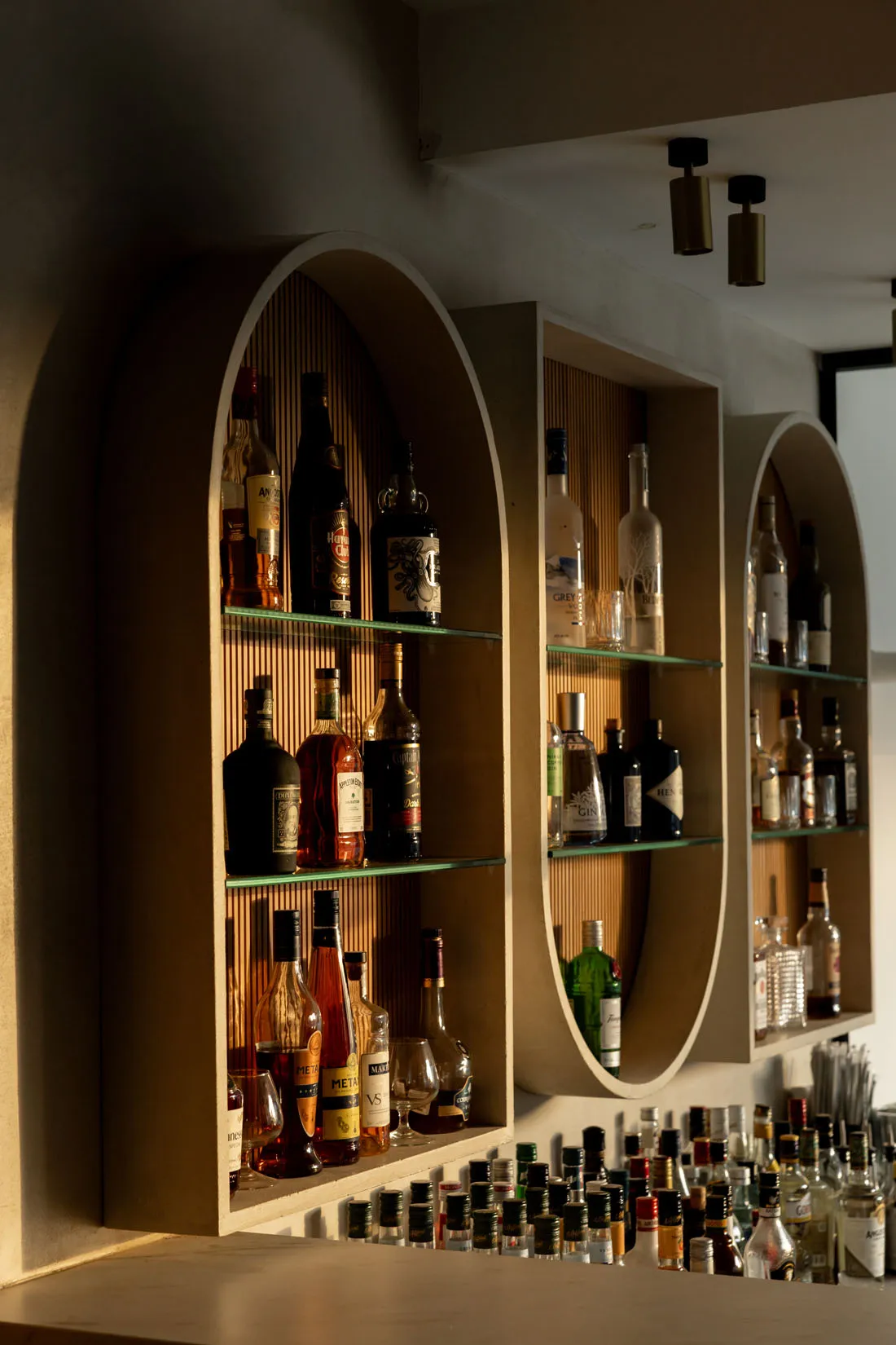 Cretan gastronomy, restaurant buffet dishes and cocktail lounge at Nefeli Hotel
