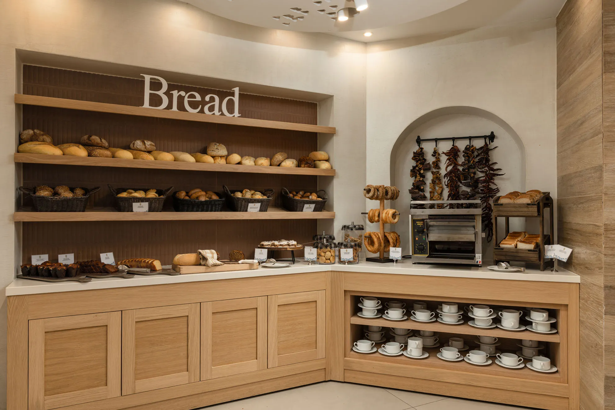 Cretan gastronomy, restaurant buffet dishes and cocktail lounge at Nefeli Hotel