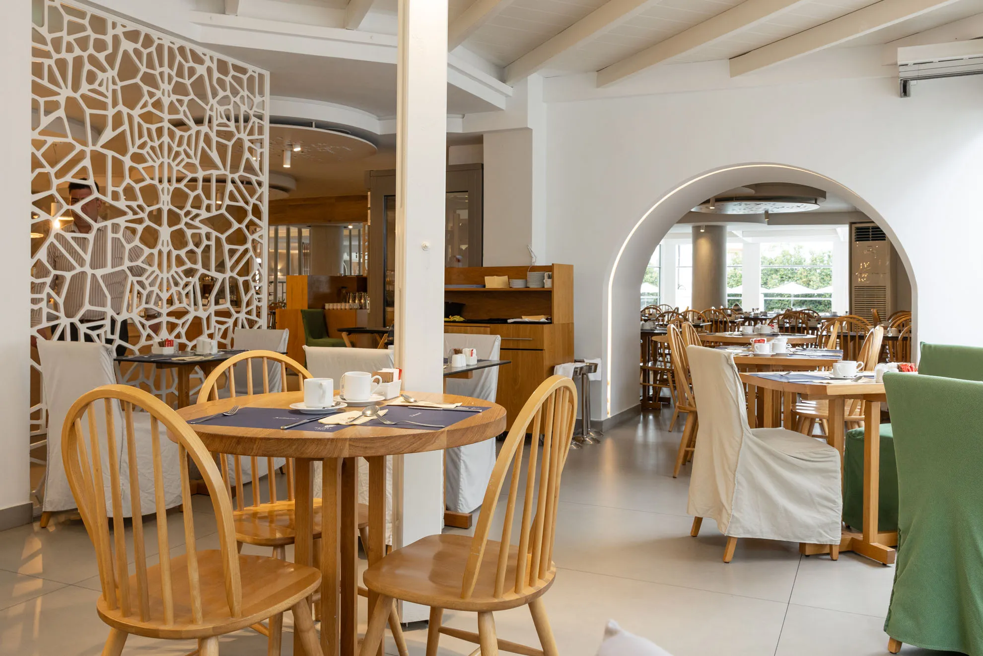Cretan gastronomy, restaurant buffet dishes and cocktail lounge at Nefeli Hotel