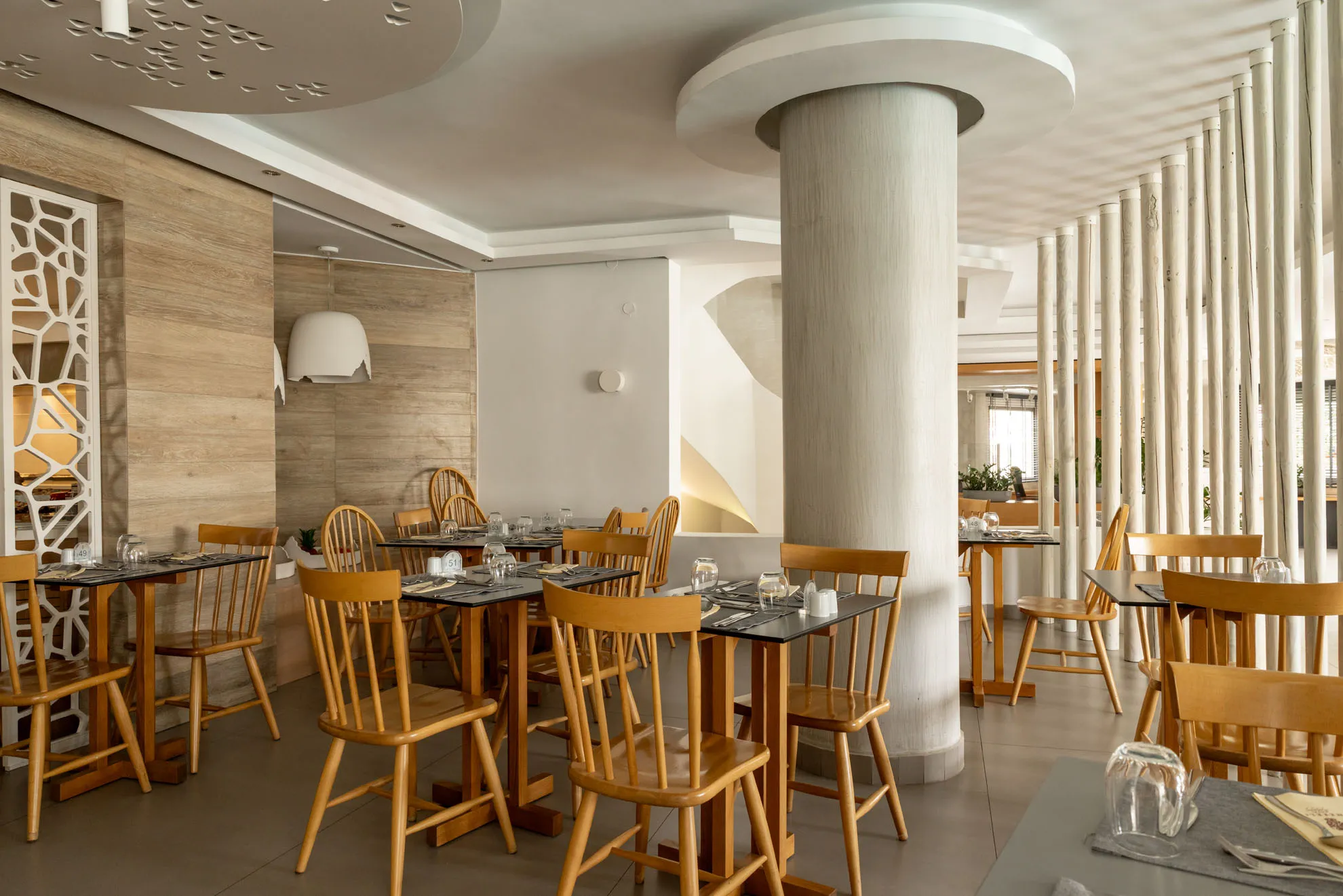 Cretan gastronomy, restaurant buffet dishes and cocktail lounge at Nefeli Hotel