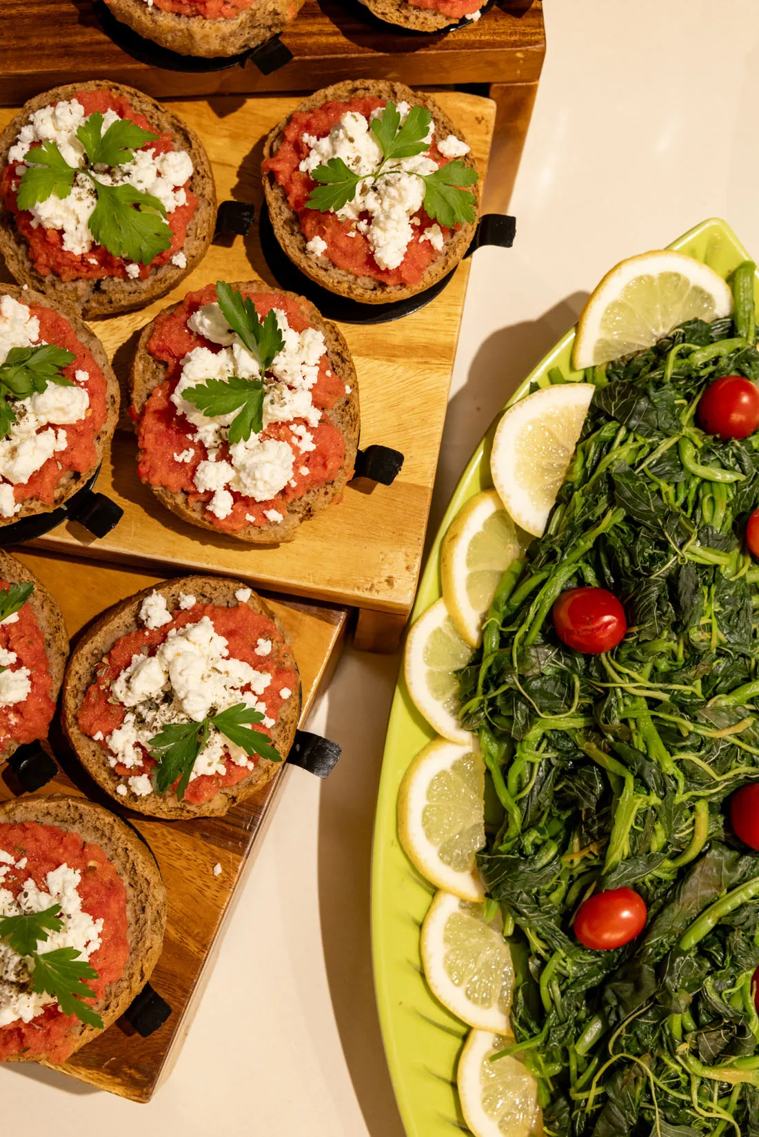Cretan gastronomy, restaurant buffet dishes and cocktail lounge at Nefeli Hotel