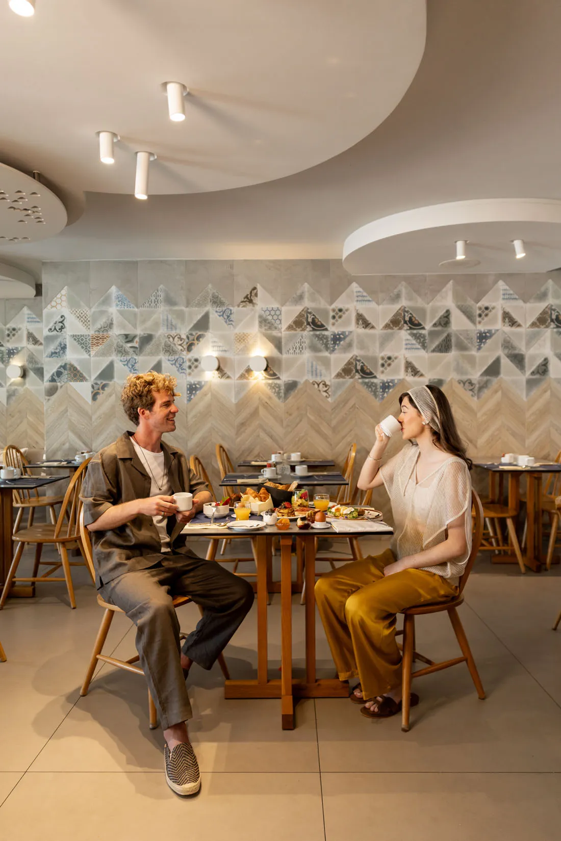 Cretan gastronomy, restaurant buffet dishes and cocktail lounge at Nefeli Hotel