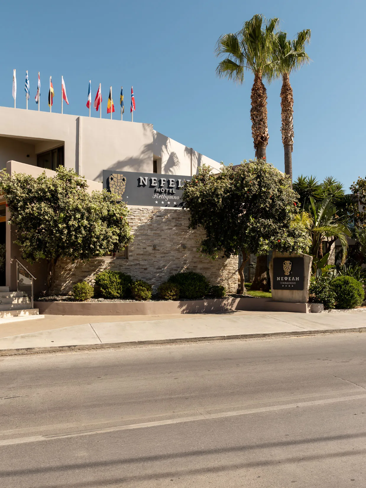 Nefeli Hotel 4-star exterior, swimming pool and grounds in Platanias, Rethymno