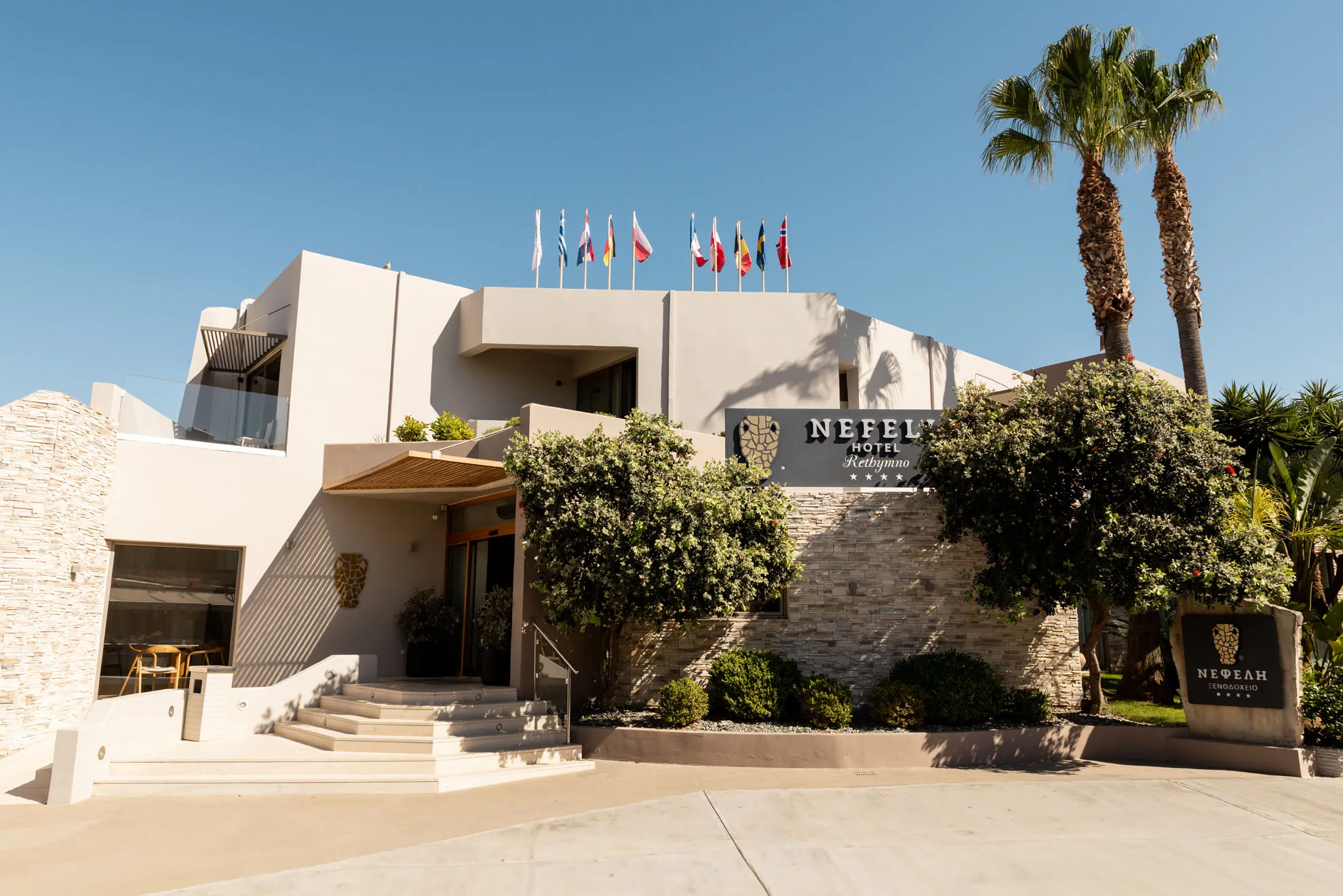 Nefeli Hotel 4-star exterior, swimming pool and grounds in Platanias, Rethymno